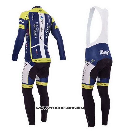 2014 Maillot Ciclismo Vini Fantini Vert et Bleu Manches Longues et Cuissard